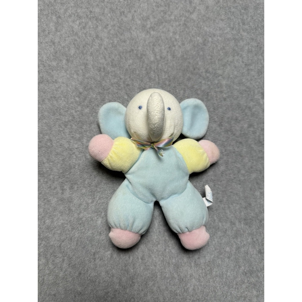 Vintage Pastel‎ Bantam Rattle ELEPHANT Plush 7.5inch